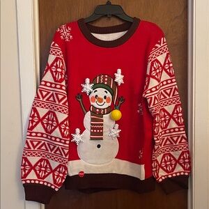 Red Light Up Snowman Sweater